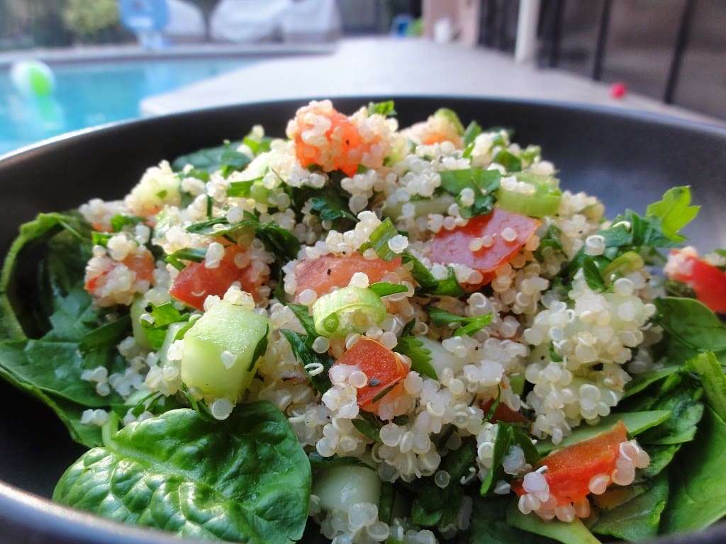 Tabbouleh Salad with Quinoa and Chickpeas on a plate