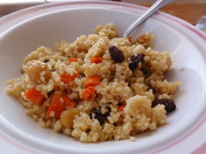 Moroccan Carrot and Raisin Couscous on a plate