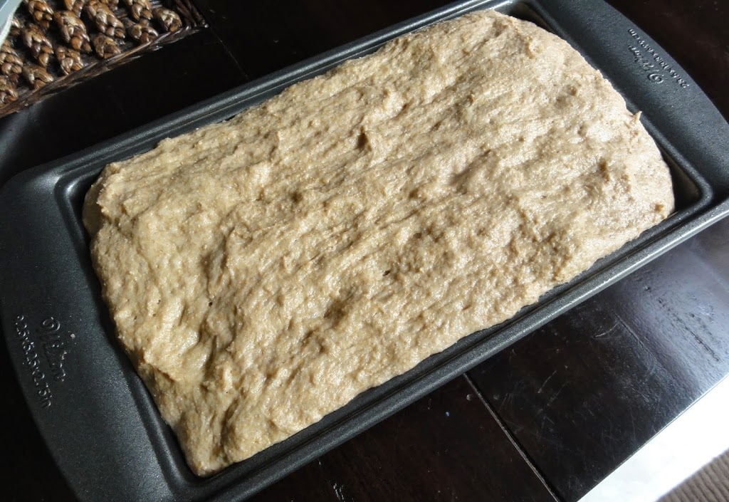 dough in a loaf pan