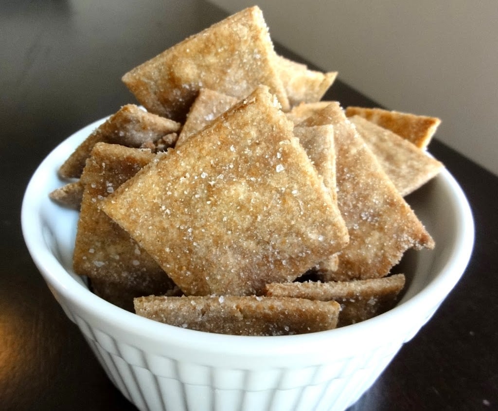 Homemade Whole Wheat Rosemary Wheat Thins in a bowl