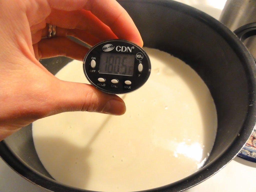 yogurt in crockpot at 180°F