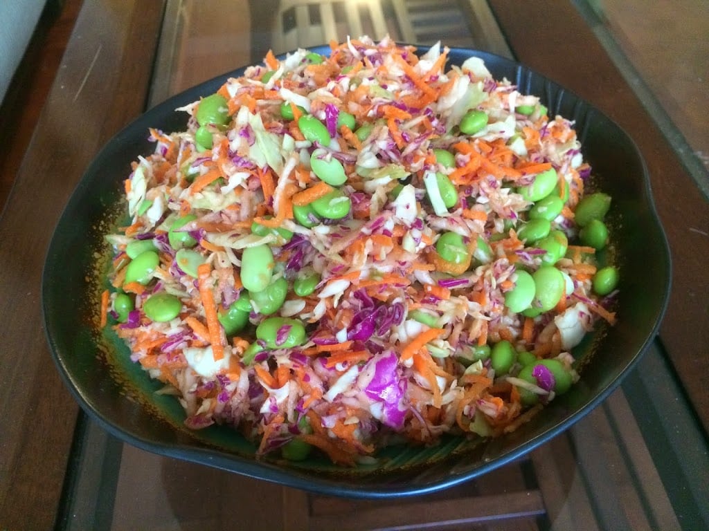 a whole plate of Asian Slaw with Peanut Dressing
