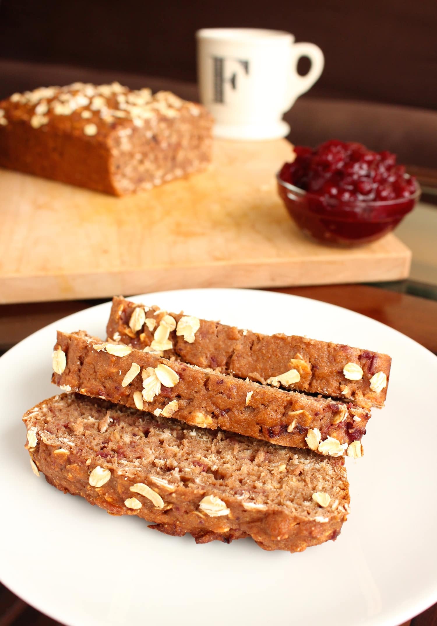 Leftover Cranberry Sauce Oatmeal Bread