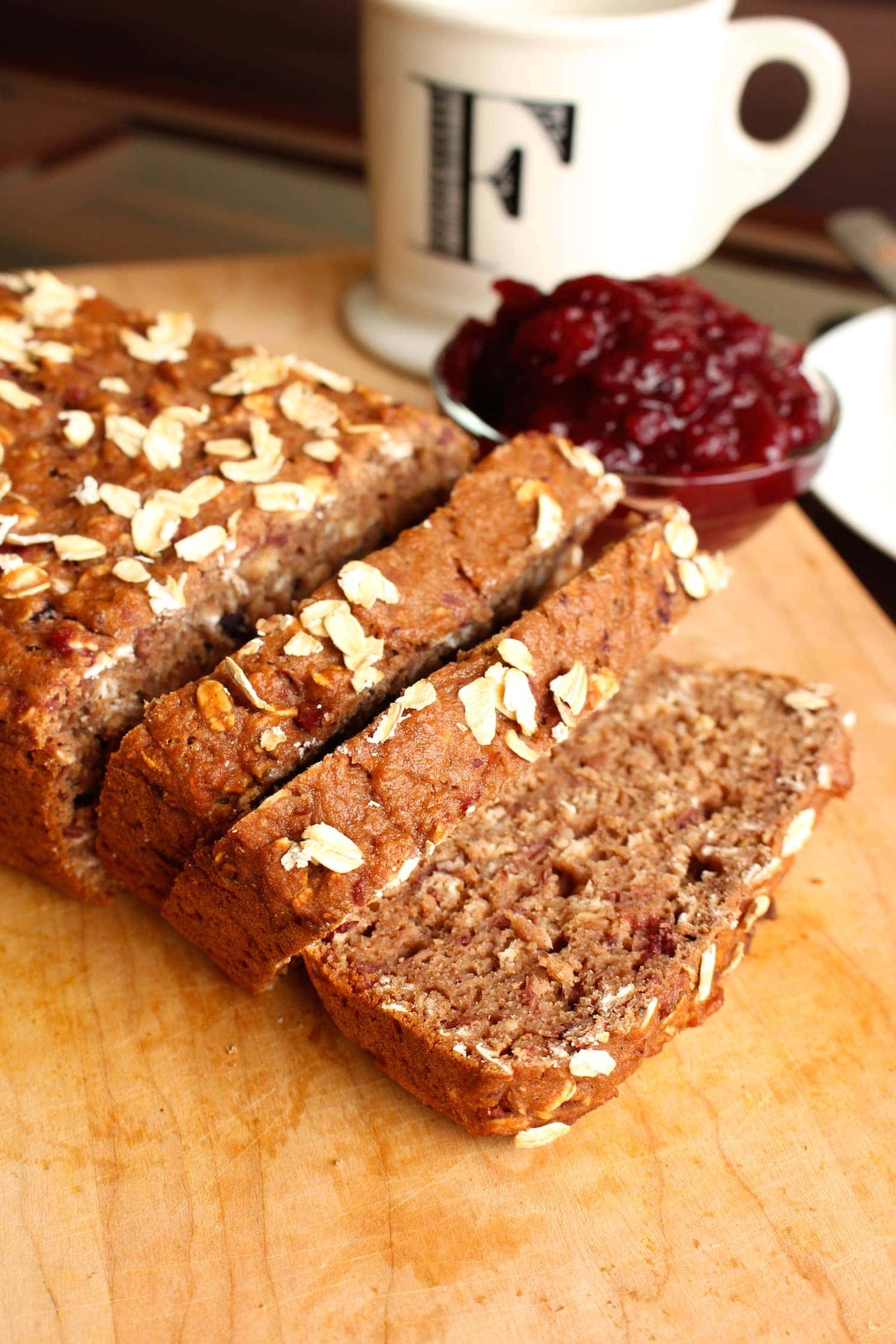 Leftover Cranberry Sauce Oatmeal Bread