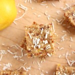 Raw Lemon Coconut Bars on the table