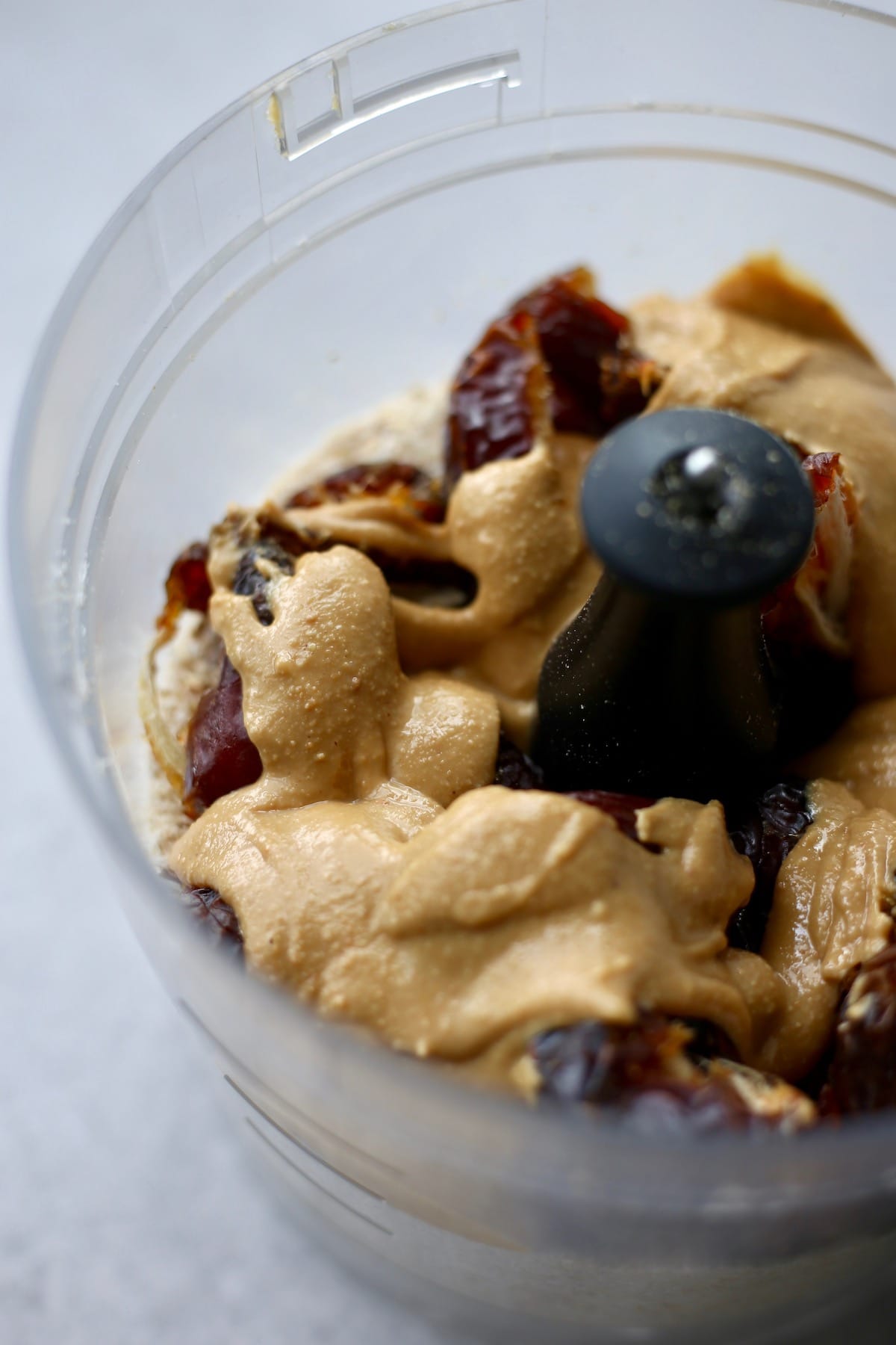 dates and peanut butter in a food processor