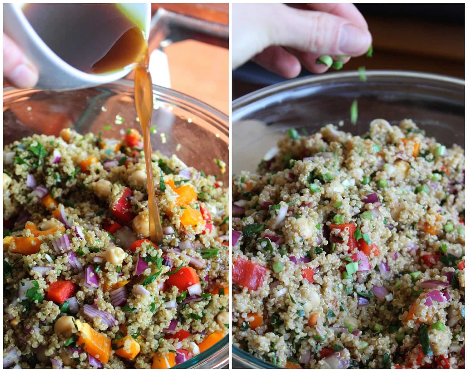 Easy Vegan Mediterranean Salad Prep Collage