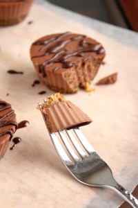 a fork with a piece of Vegan Chocolate Cheesecake on it