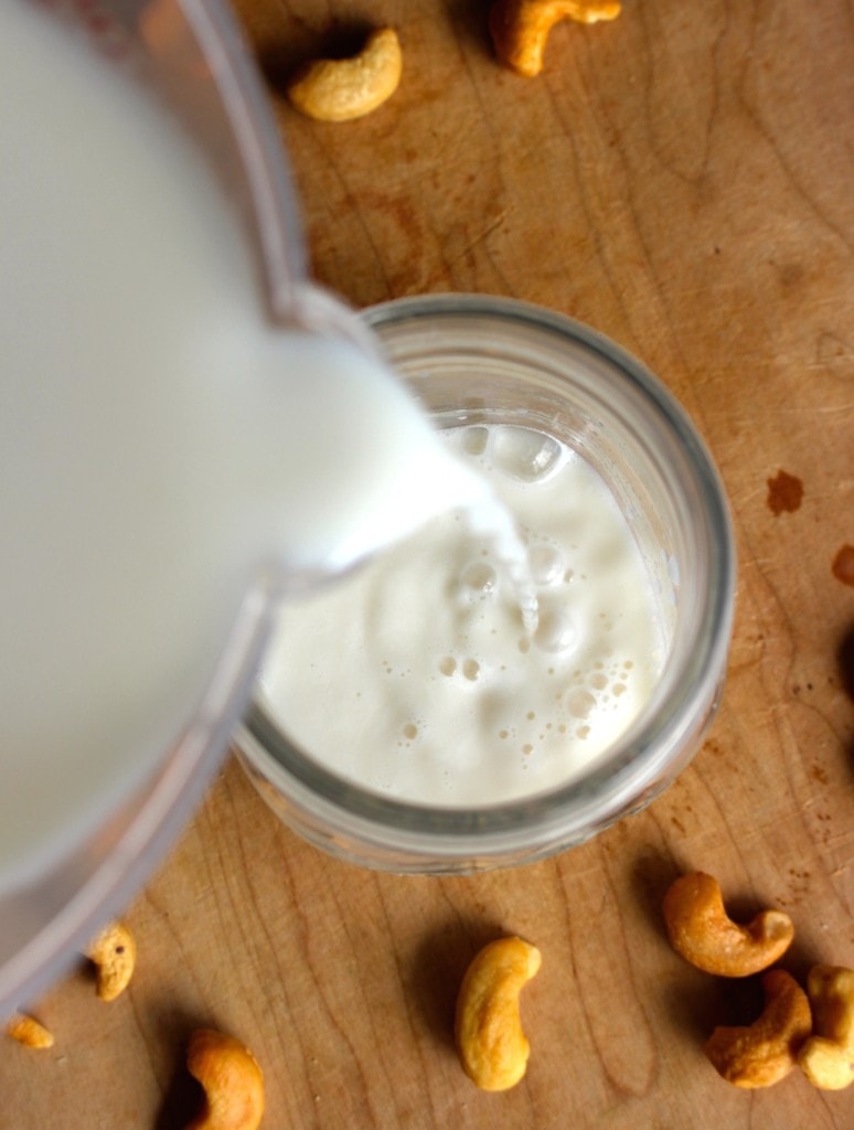 Homemade Cashew Milk being poured