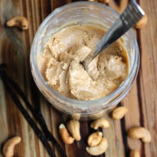 Homemade Vanilla Cashew Butter in a glass