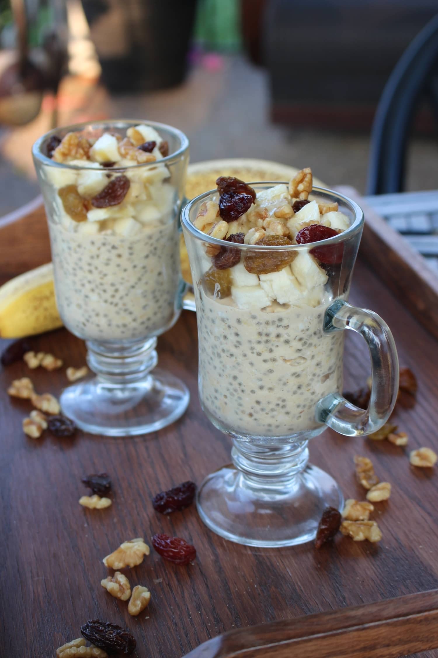 creamy low-fat peanut butter overnight oats in glass jars