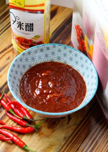 Vegan Sweet Chili Sauce in a bowl closeup