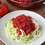Oil-Free Simple Marinara Sauce on spaghetti