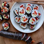 Simple Homemade Sushi with chopsticks