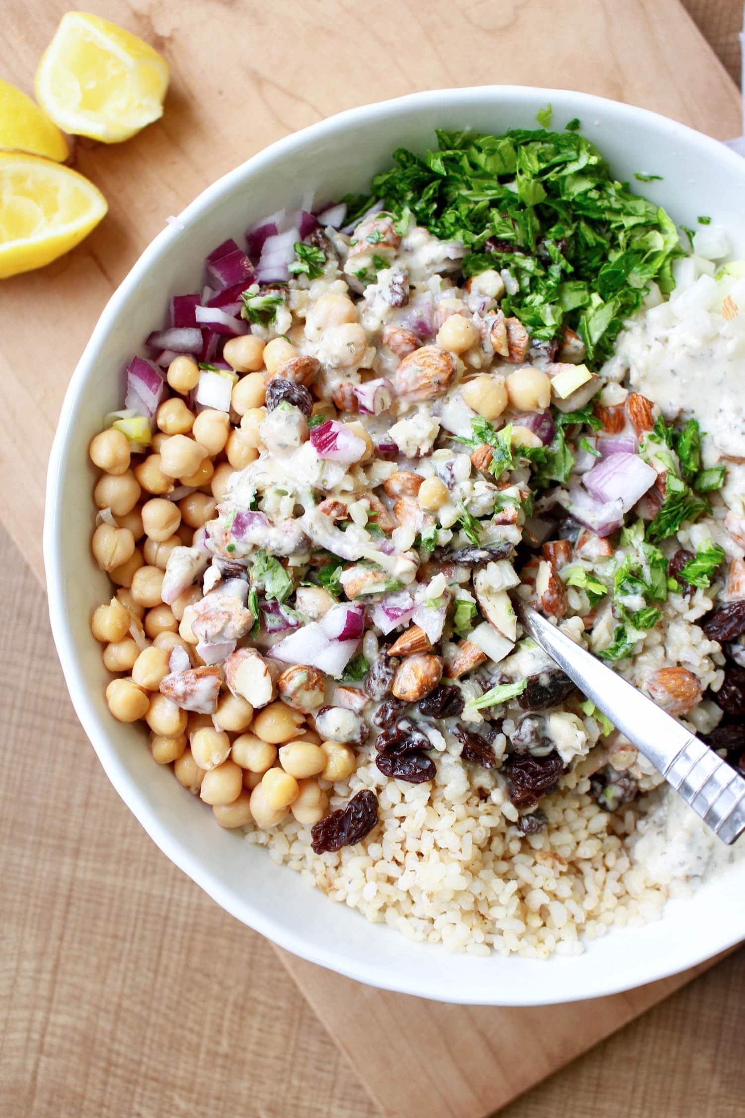 Brown Rice Salad with Italian Tahini Dressing | The Conscientious Eater