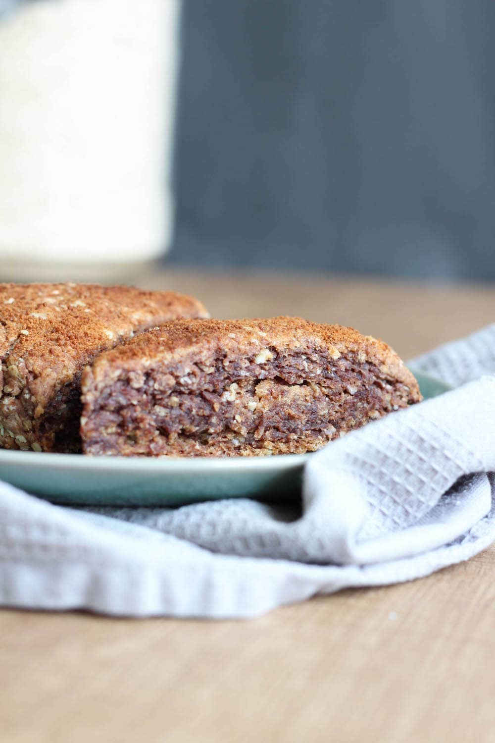 Vegan Chocolate Peanut Butter Oatmeal Scones on a plate