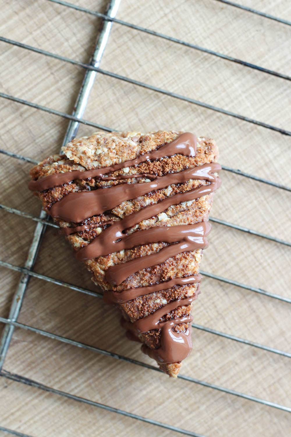 THE BEST Vegan Chocolate Peanut Butter Oatmeal Scones with chocolate drizzle!