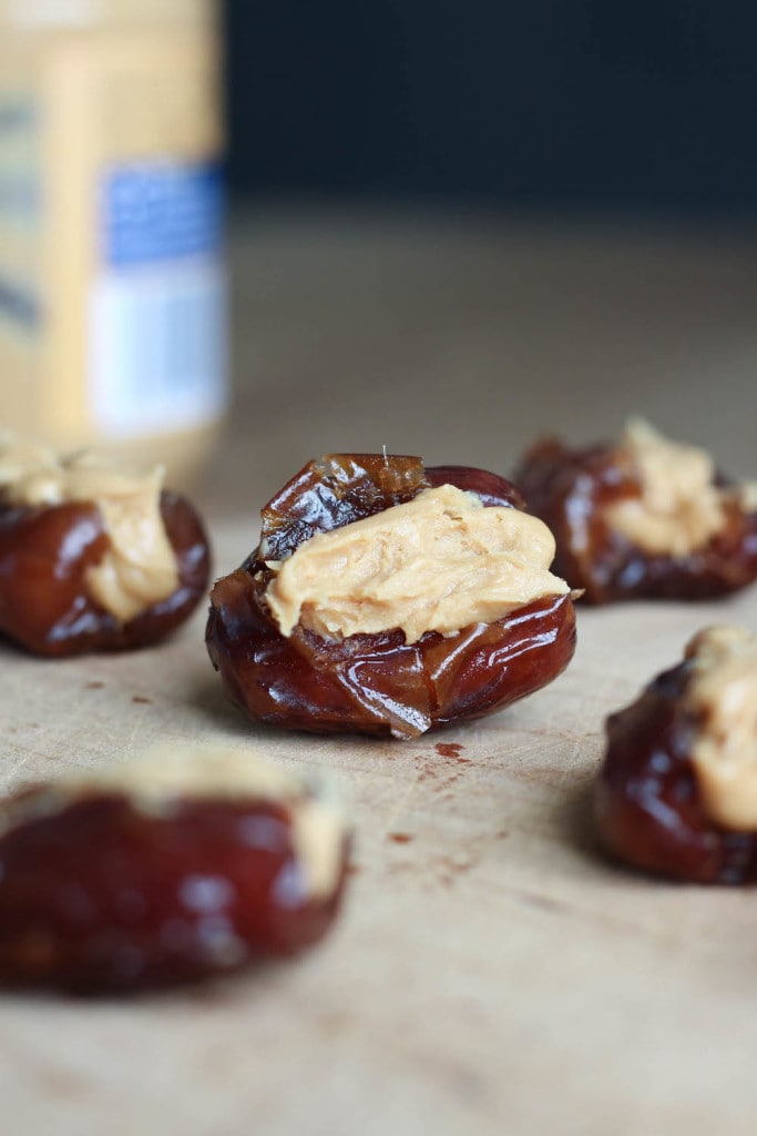 Salted Chocolate Covered Peanut Butter Stuffed Dates! 