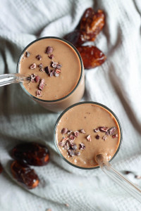 Chocolate Black Bean Smoothies from above topped with cacao nibs