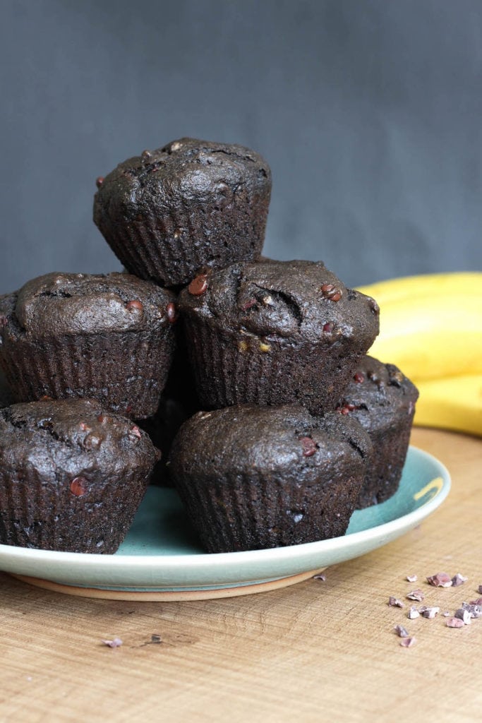 Vegan Double Chocolate Black Tahini Banana Muffins-4