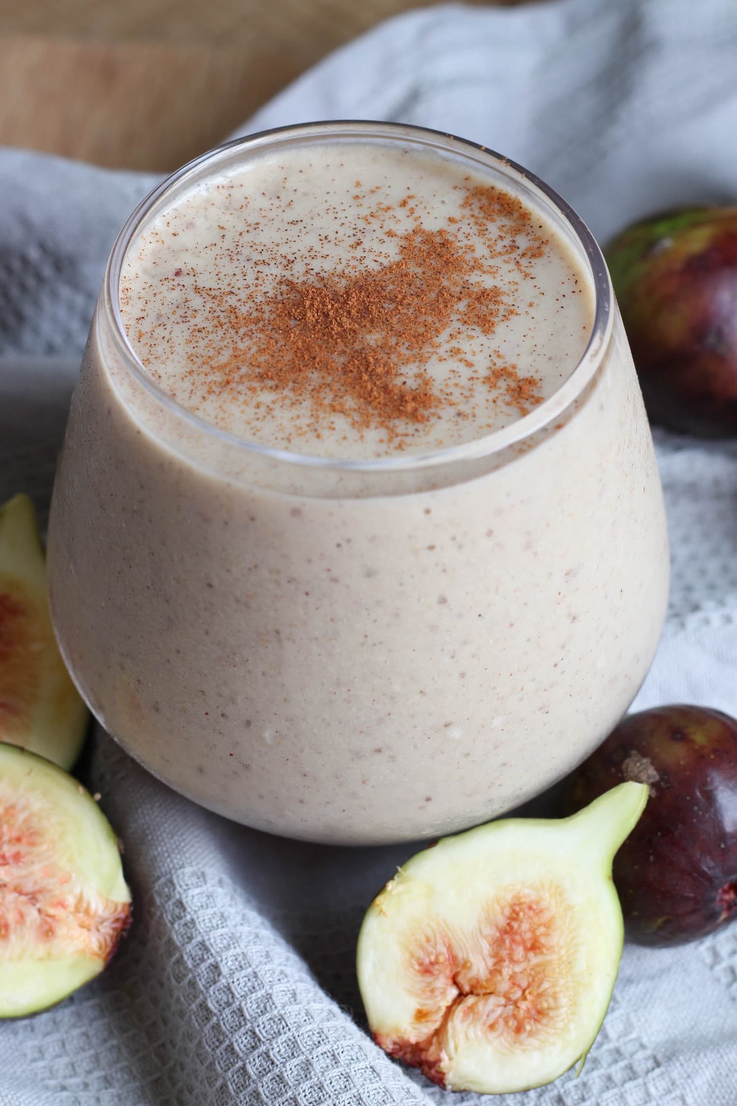 Cinnamon on top of a Fig and Tahini Smoothie