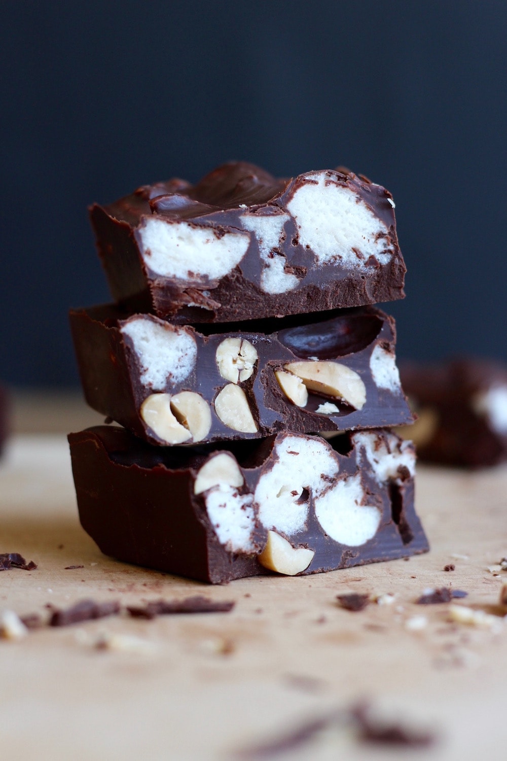 4 Ingredient Vegan Rocky Road Bars stacked