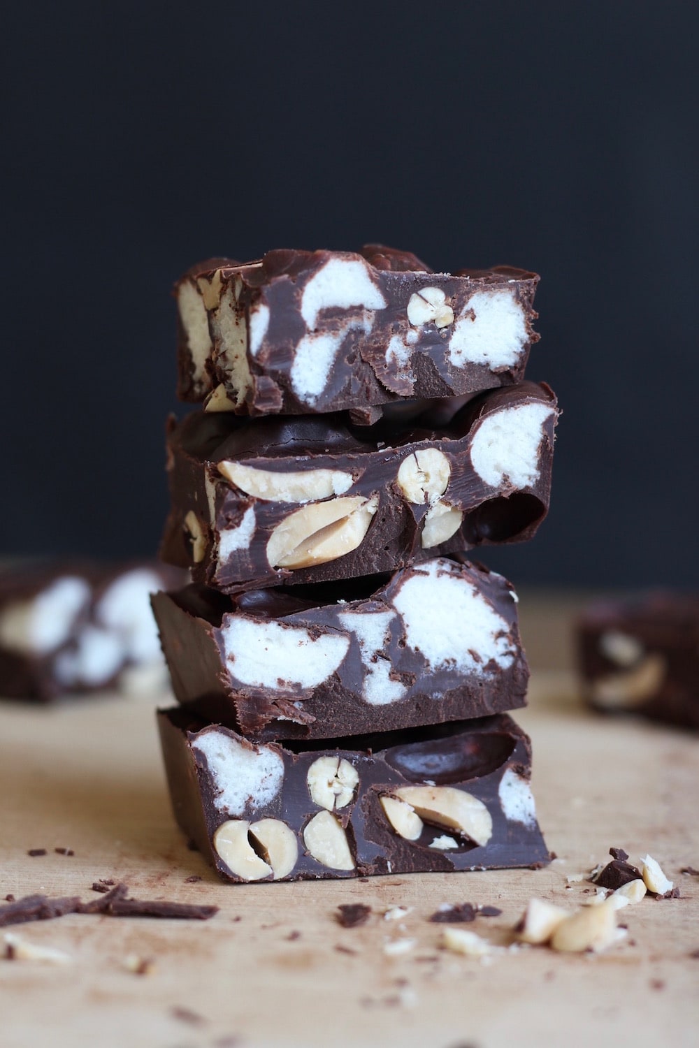 a stack of Vegan Rocky Road Bars