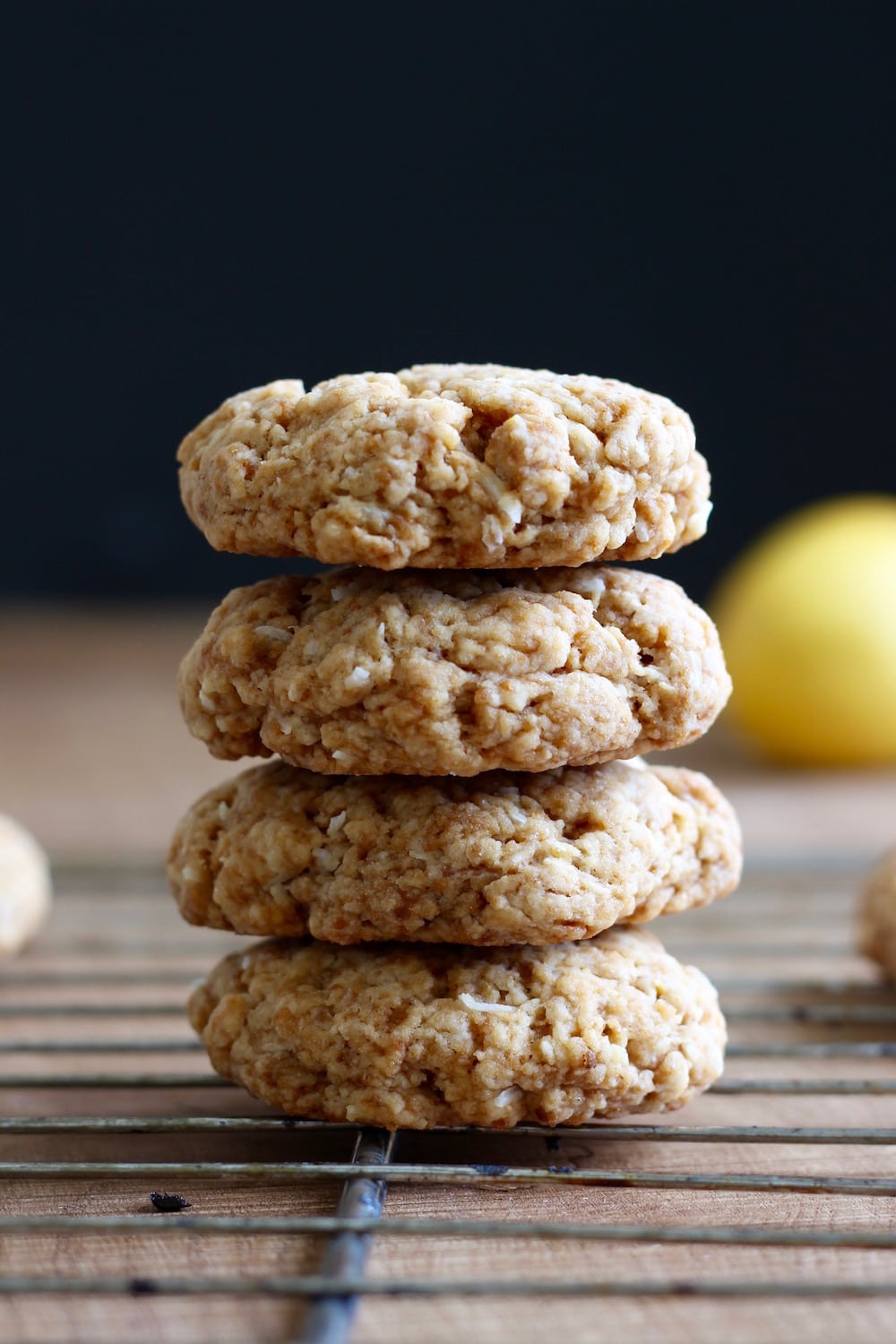 stacked Vegan Lemon Coconut Cookies