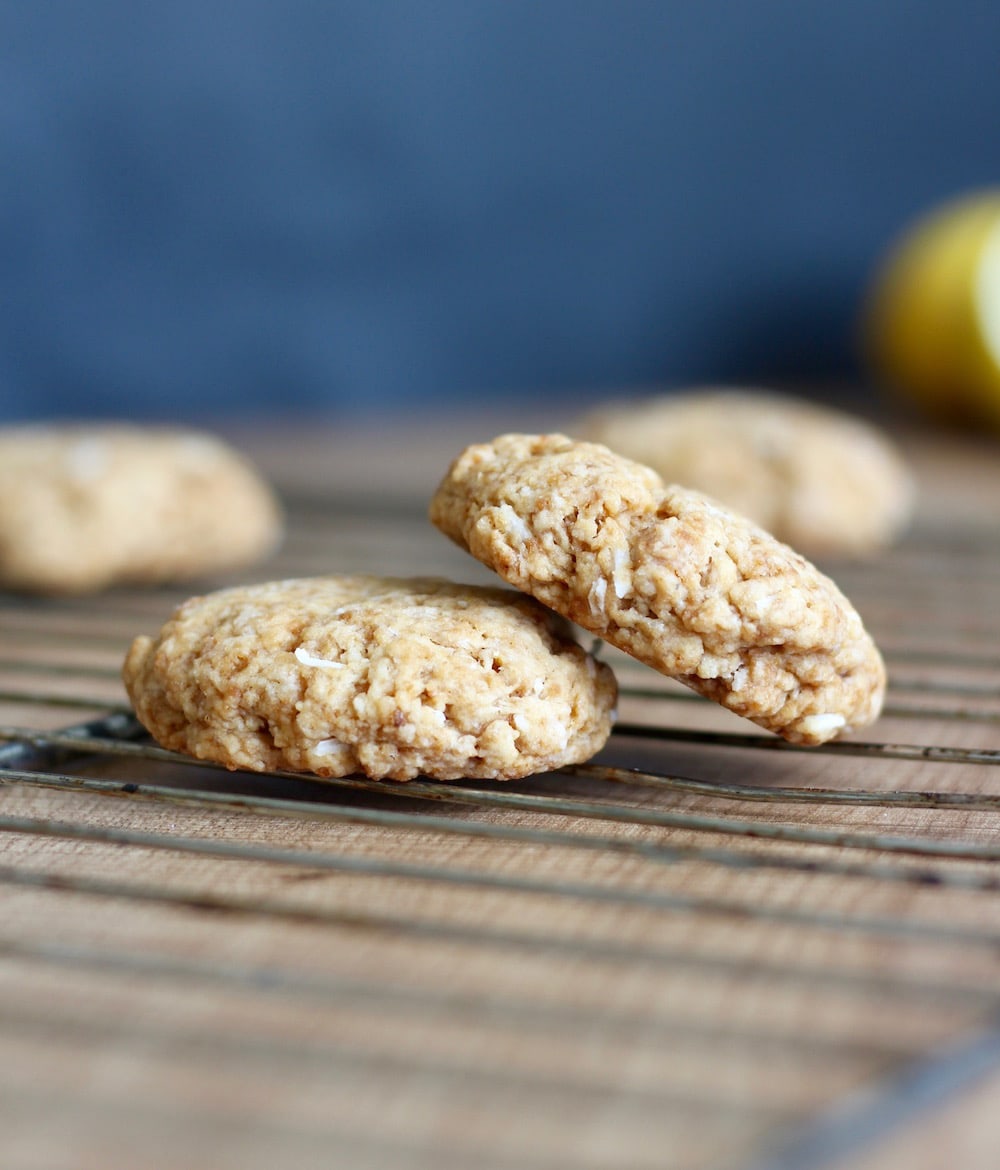 Vegan Lemon Coconut Cookies on a baking tray