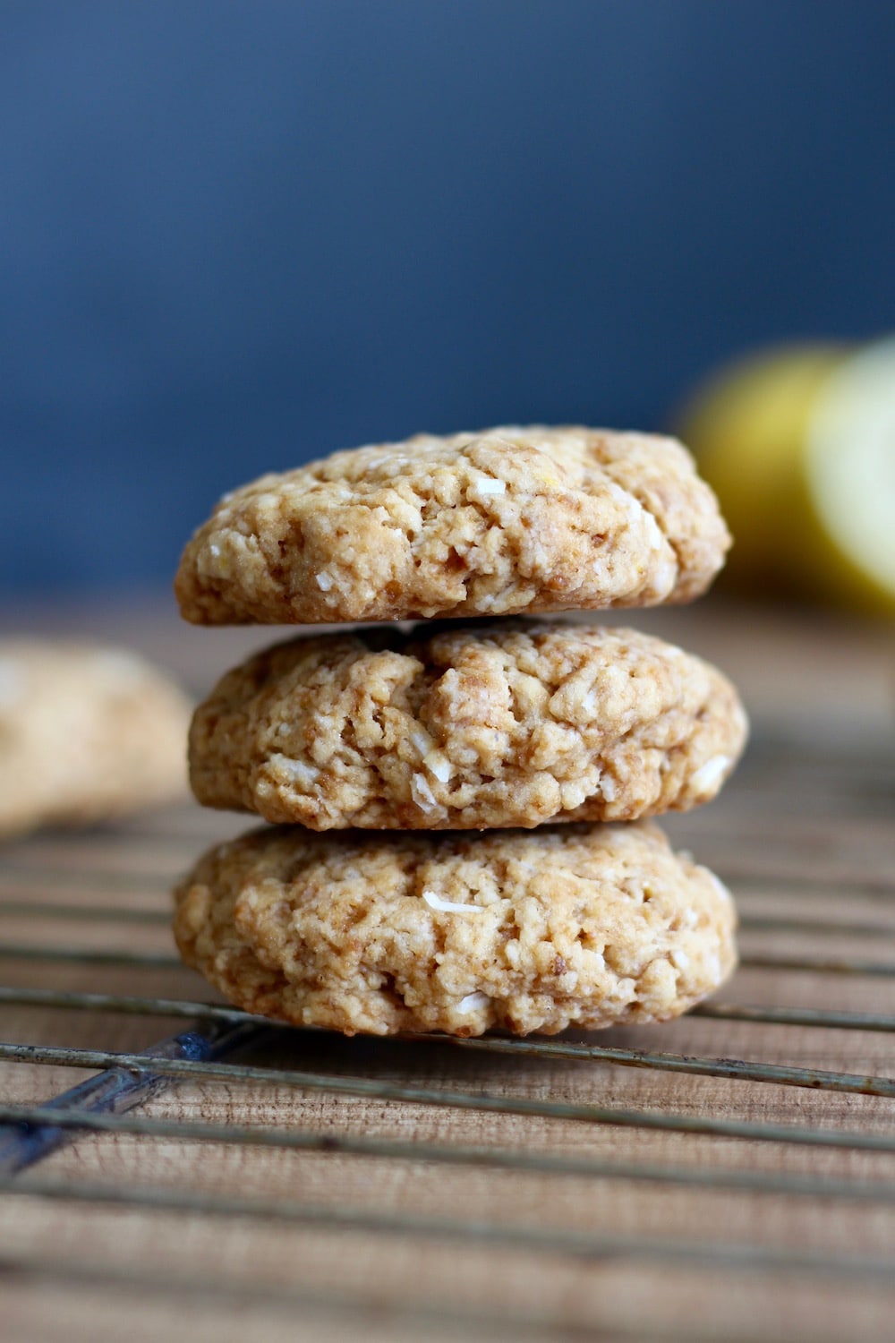 Vegan Lemon Coconut Cookies stacked