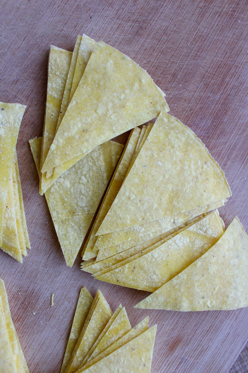 Corn tortillas cut into triangles