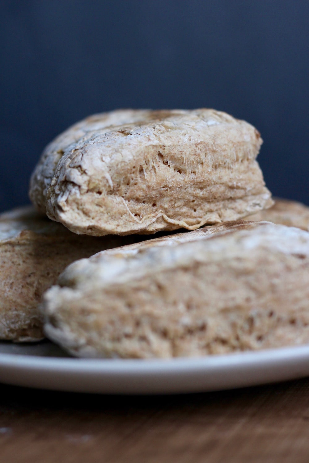 thick irish soda bread stacked on each other