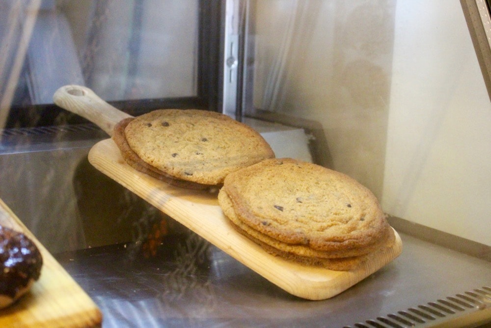 baked good inside a glass stall