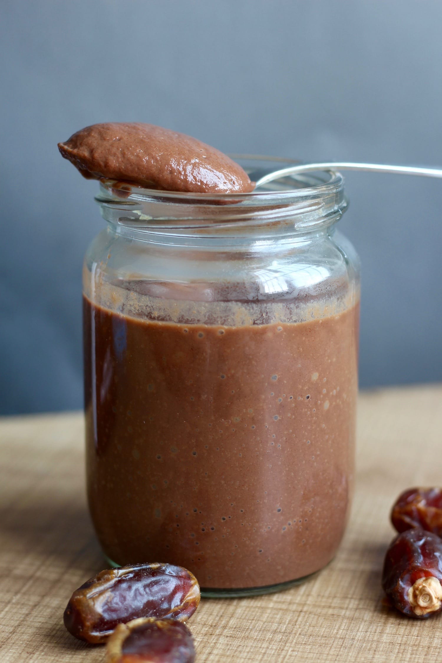 Date Sweetened Chocolate Sauce on a spoon