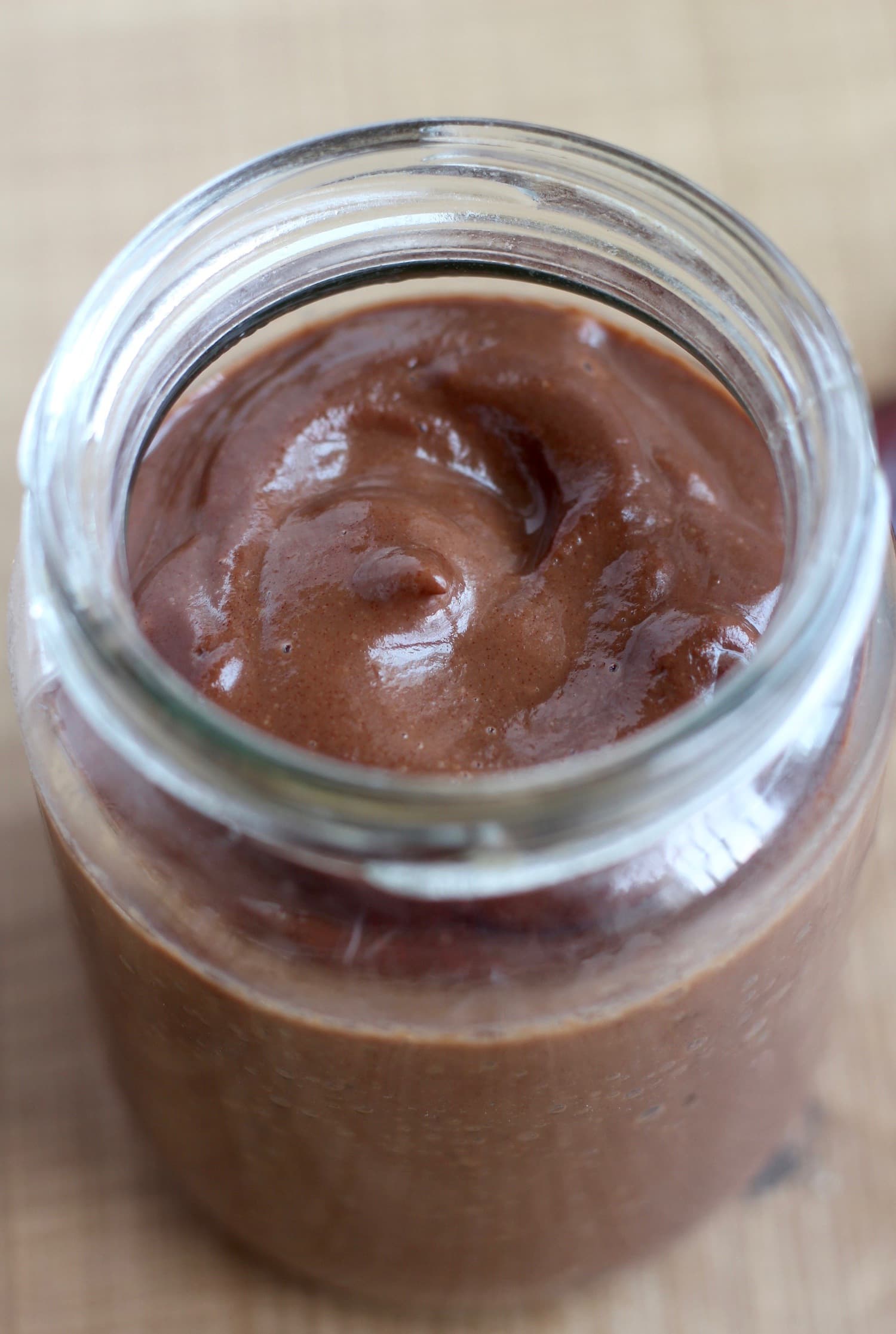 a swirl of date sweetened chocolate sauce