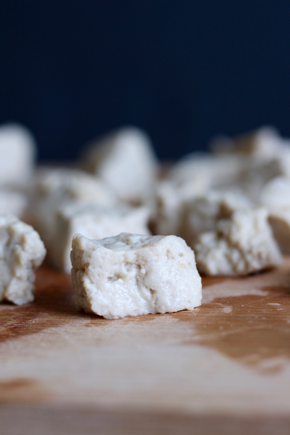 chunks of seitan dough on a table