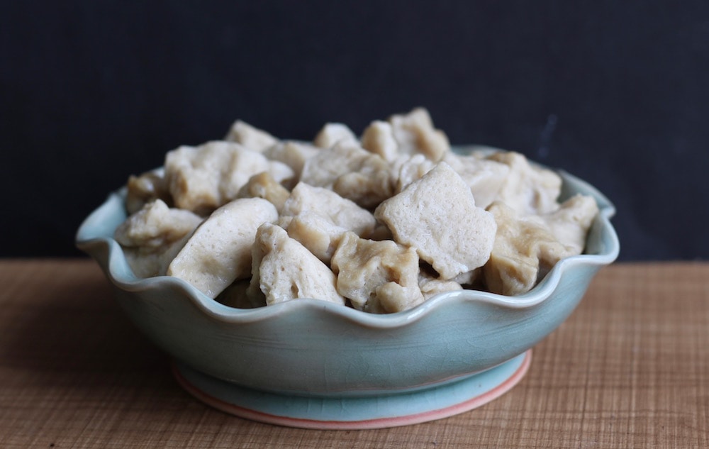 pieces of seitan in a bowl