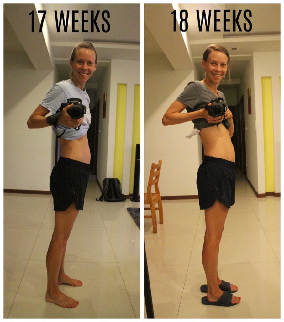 baby bump photos at 17 weeks and 18 weeks