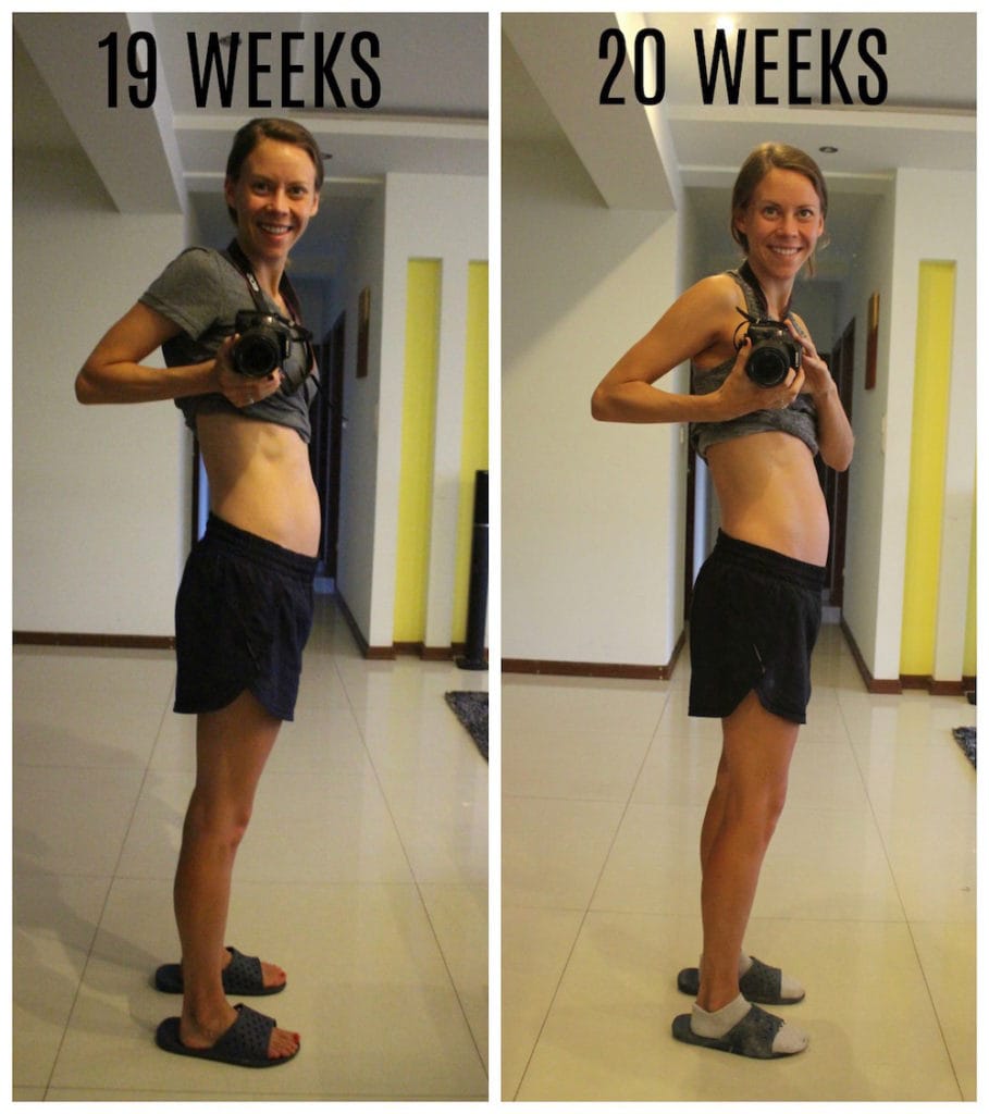 baby bump photos at 19 weeks and 20 weeks