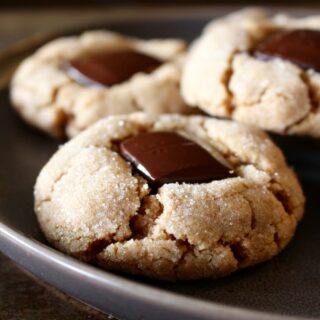 Vegan Peanut Butter Blossom Cookies on a plate