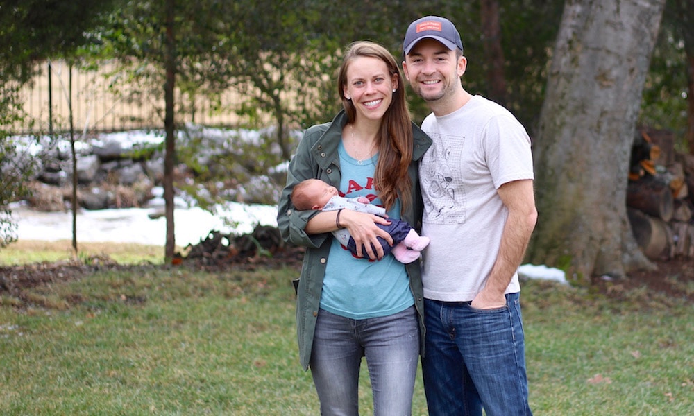 Family photo with 6 days old baby Harper