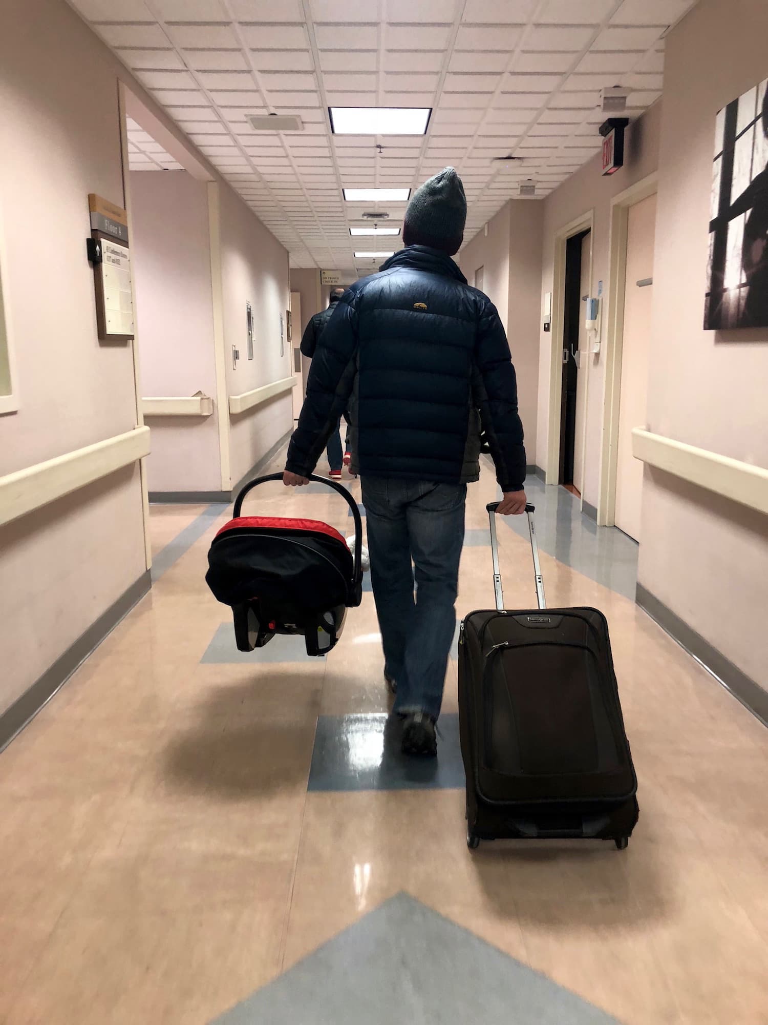 Family leaving the hospital