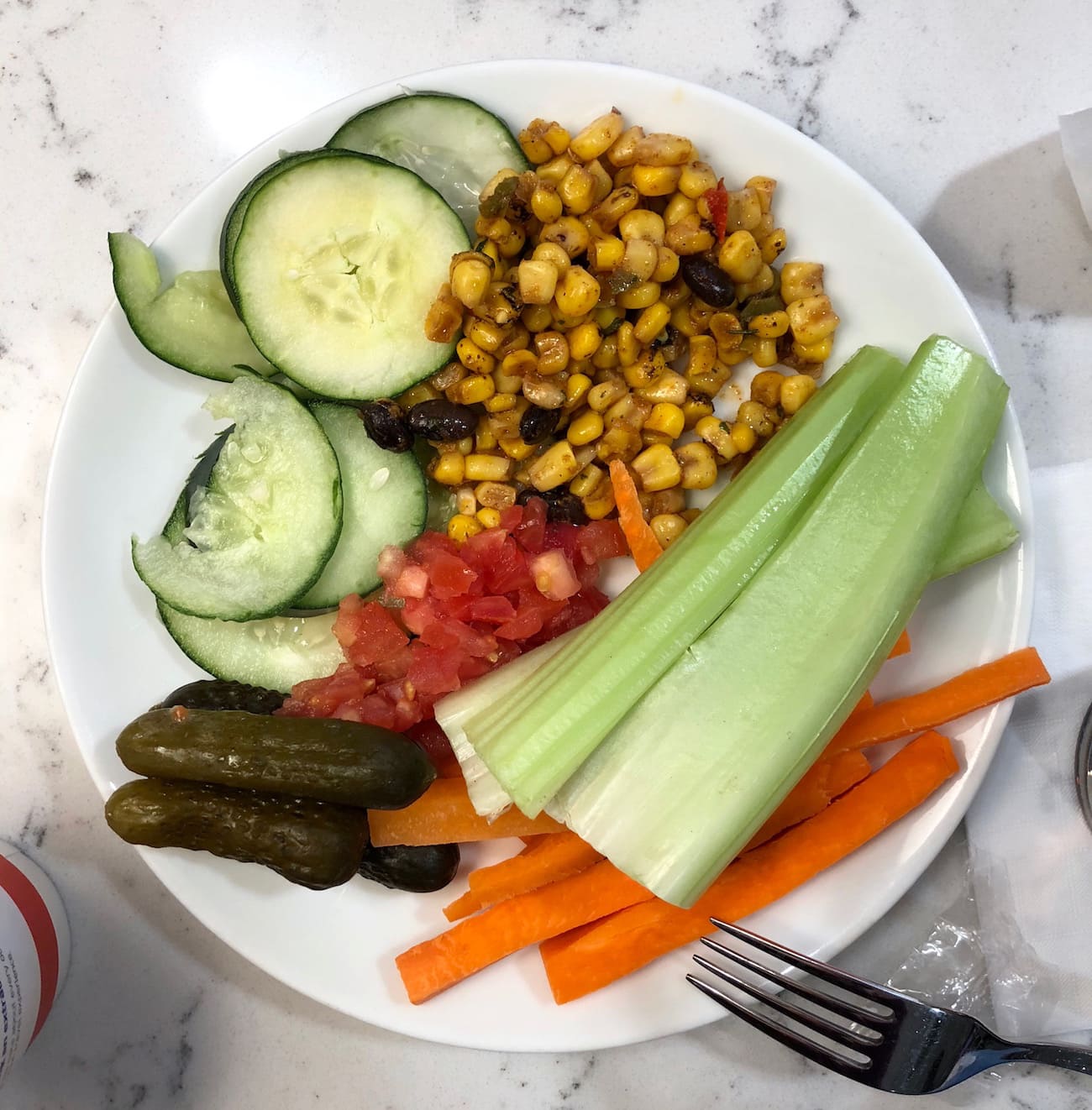 Veggie plate at the Dulles lounge