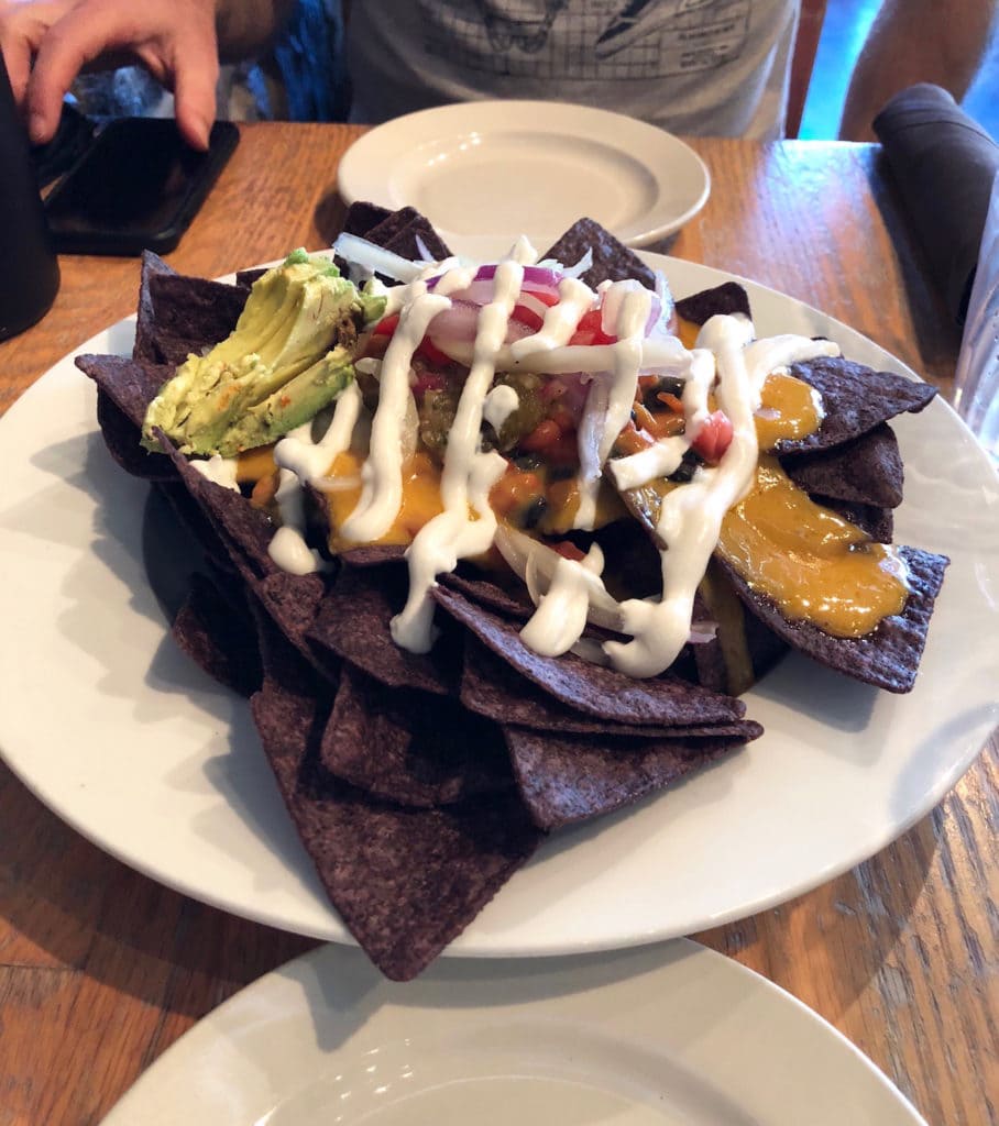 a plate of vegan nachos