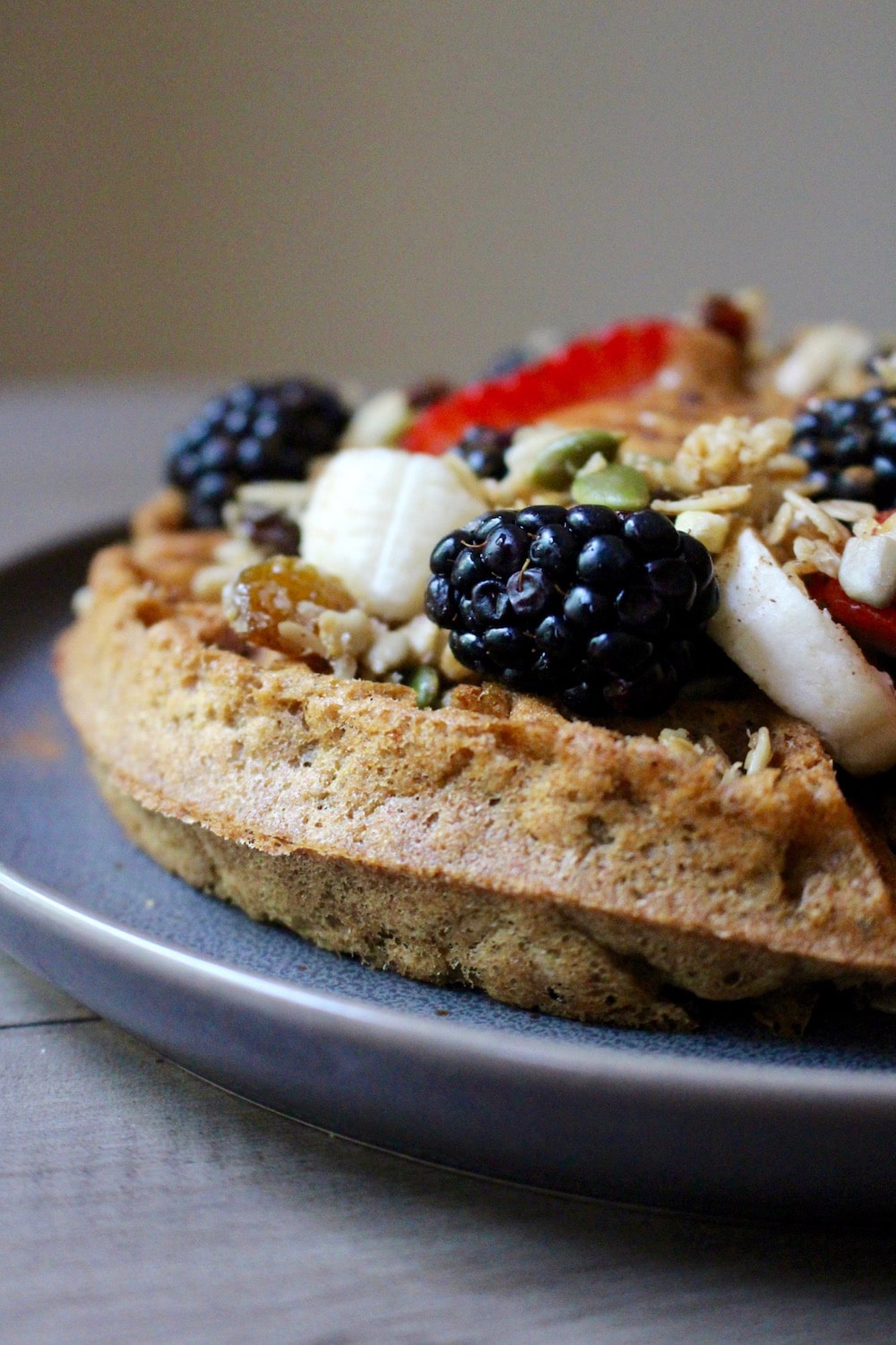 Vegan Whole Grain Waffles close up