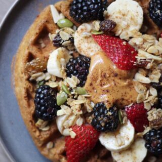 Vegan Whole Grain Waffles with berries