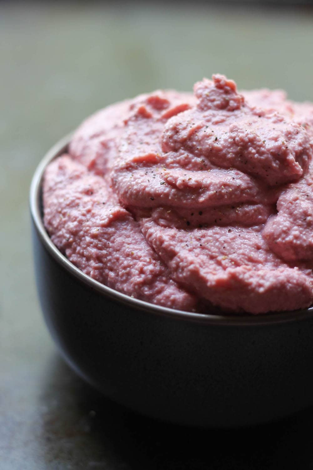 Oil Free Beetroot Hummus Recipe in bowl