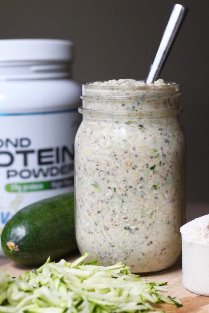 Almond Pro Protein overnight oats in a jar