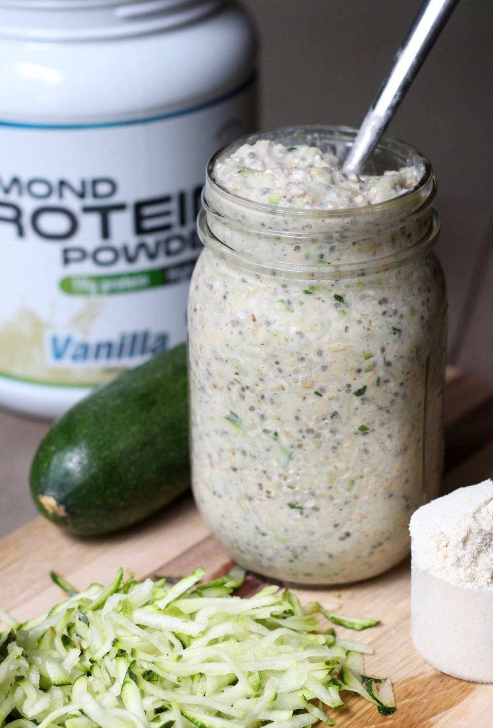 a jar of vanilla protein overnight oats