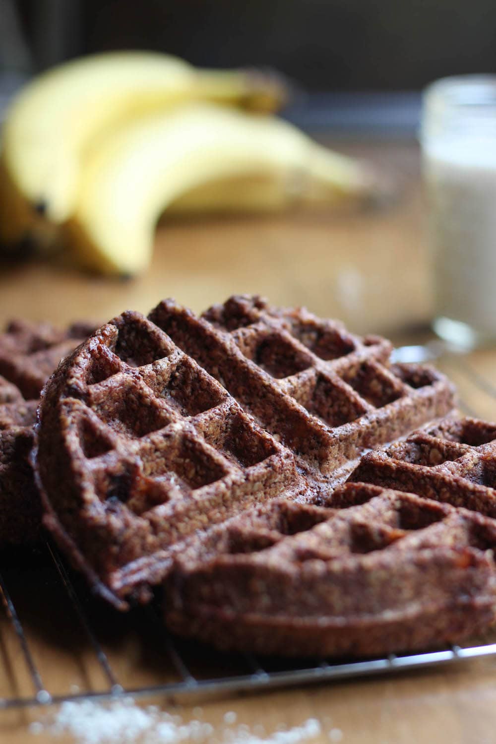 Vegan Chocolate Oat Flour Waffles